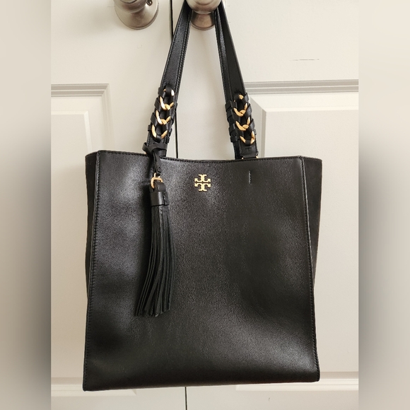Tory Burch Handbags - Tory Burch Brooke Leather Tote 43716 BLACK / Luxury Handbag